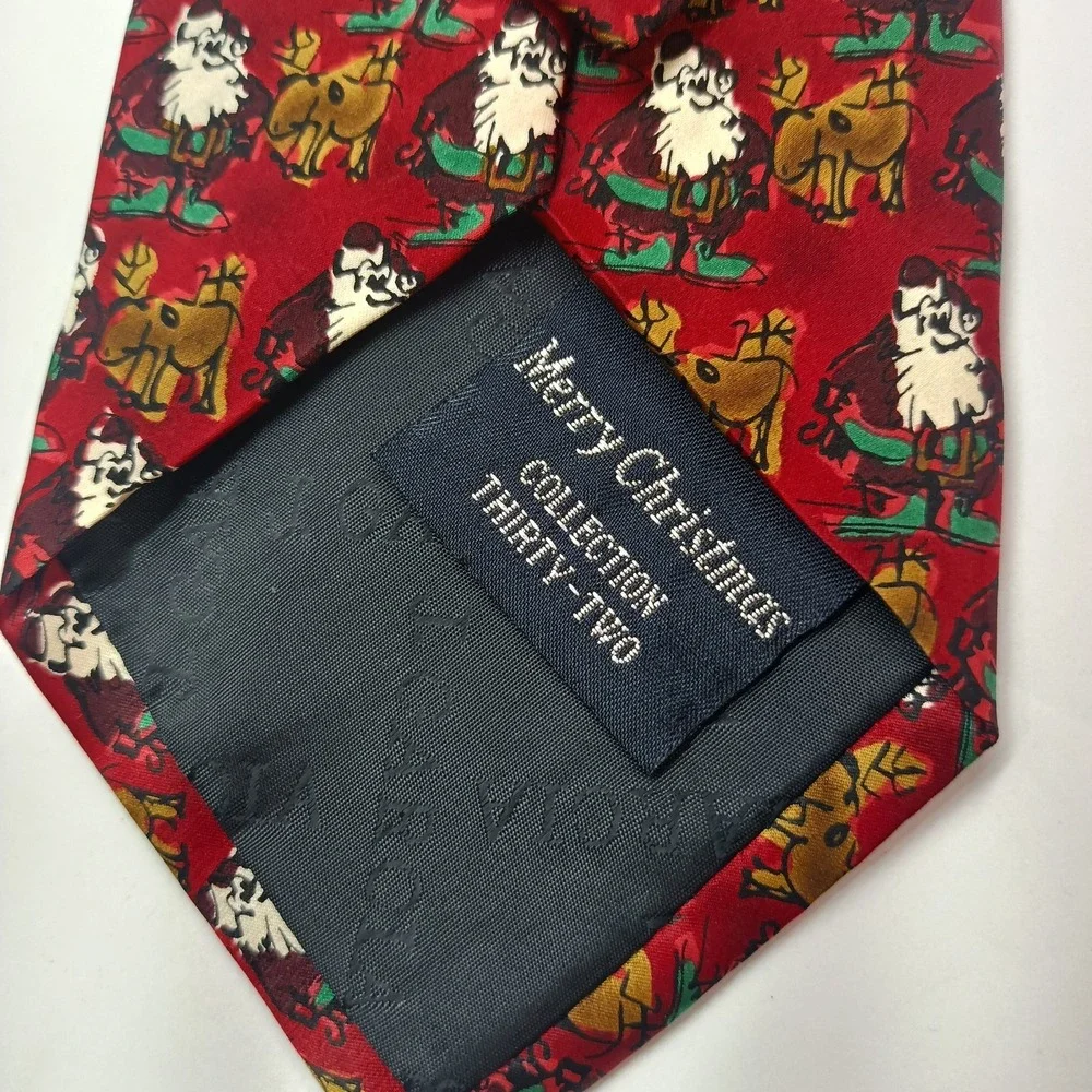 Jerry Garcia Silk Tie‎ Christmas Santa Reindeer Mens 1996 Grateful Dead Vtg 57in